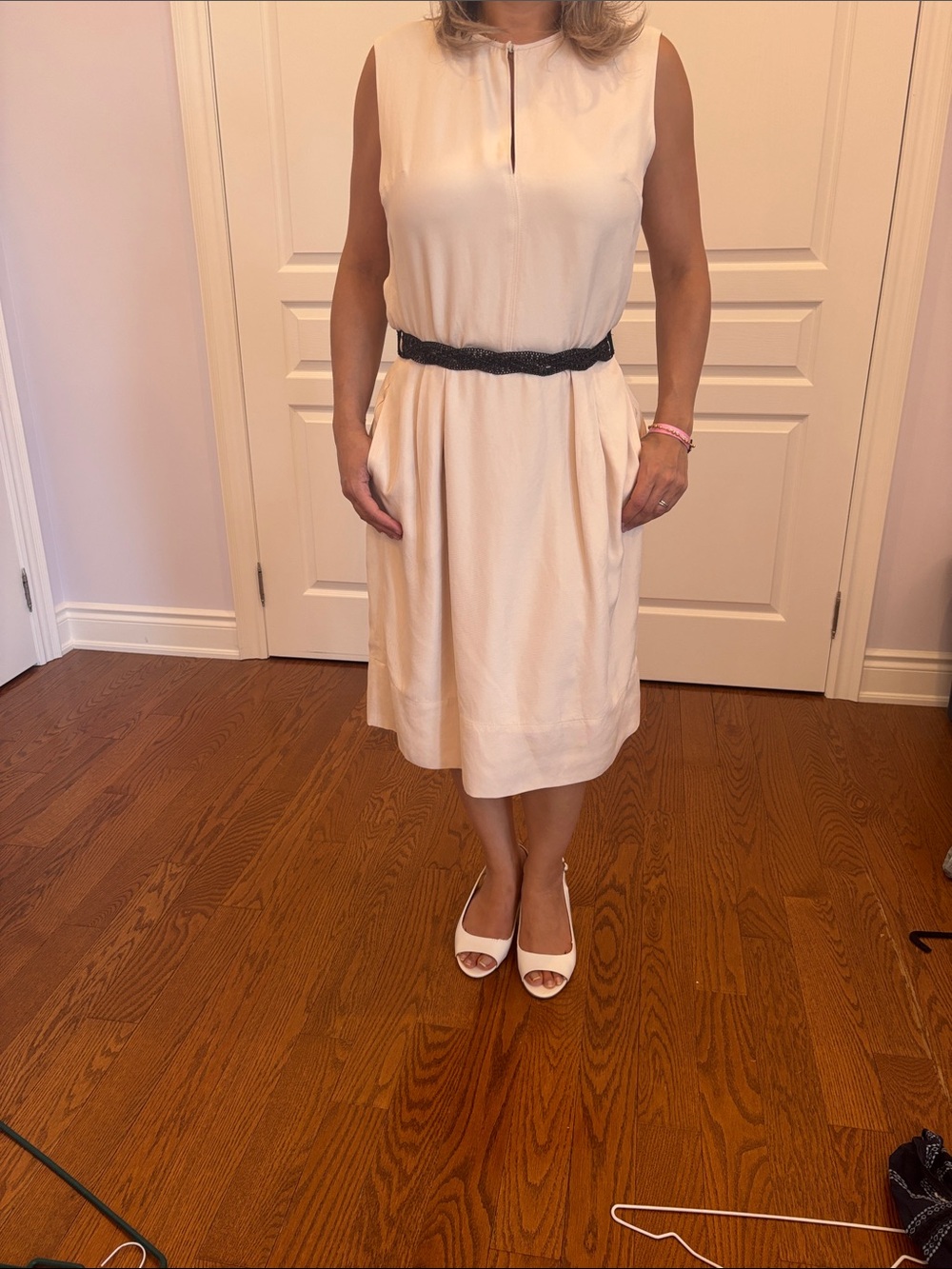 J. Crew Cream Sleeveless  Midi Dress